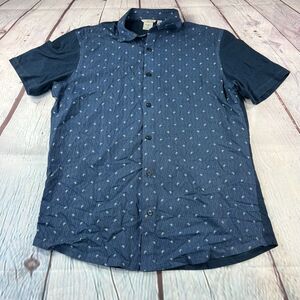 Tristan Mens Blue Pasley Fitted Short Sleeve Button Up Shirt Medium 15 1/2